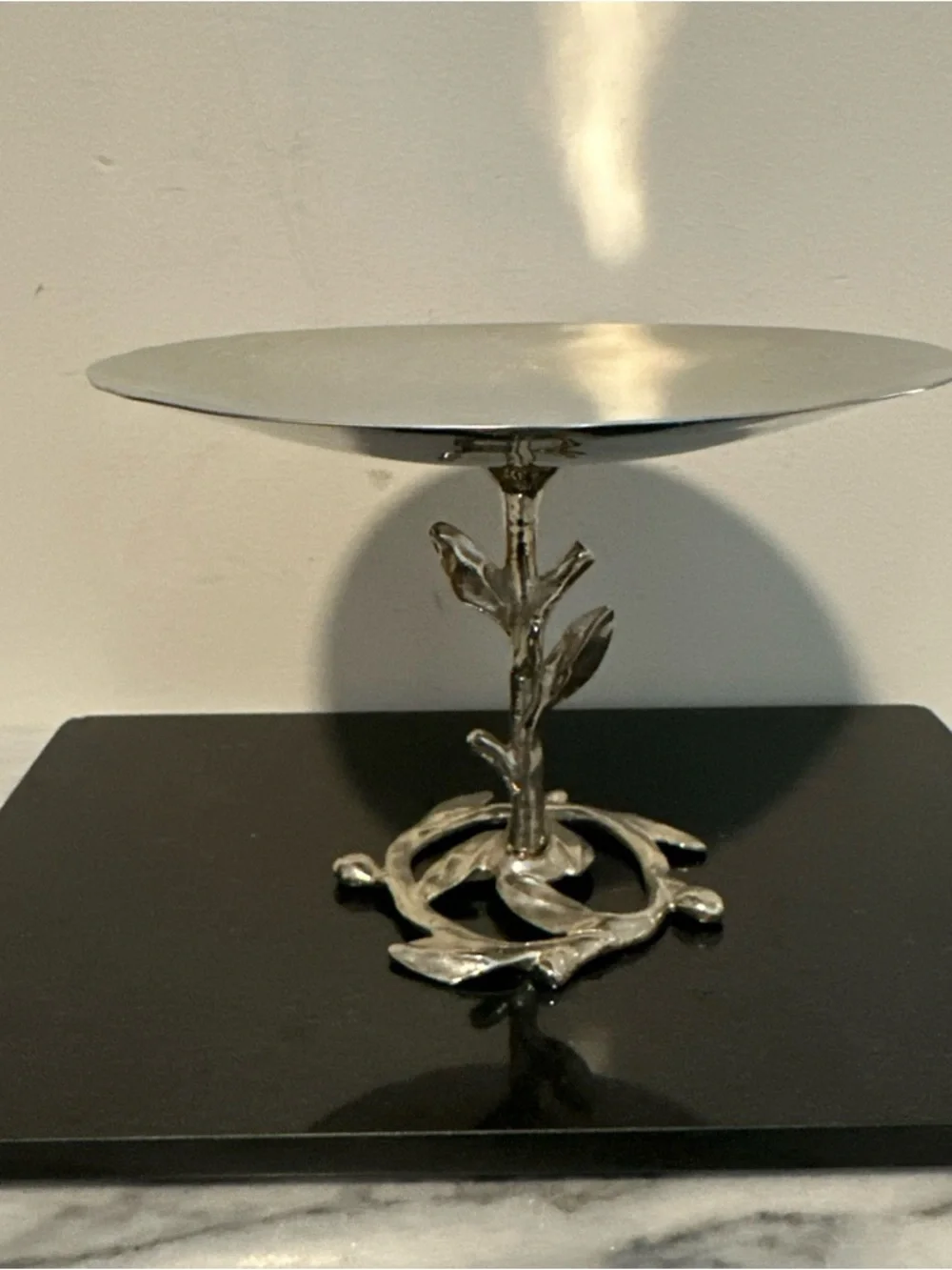 Michael Aram Silver Leaf Pedestal Fruit Bowl - Elegant Home Dining Server